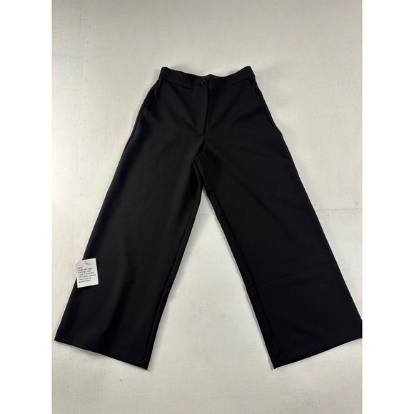 ASOS DESIGN Petite Black Wide Leg High Waisted Trousers Size US 4 137111422 - Picture 3 of 8
